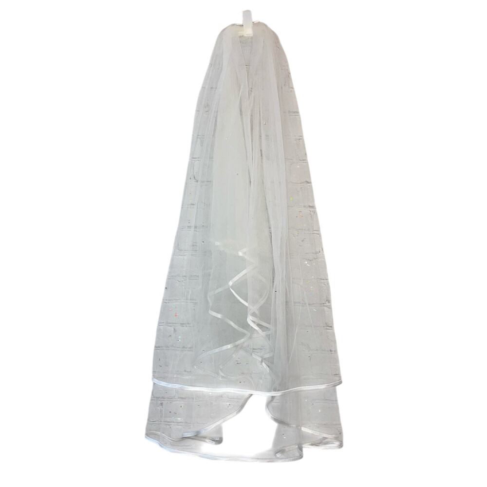 Veil Layered with Rhinestones White Ivory Color